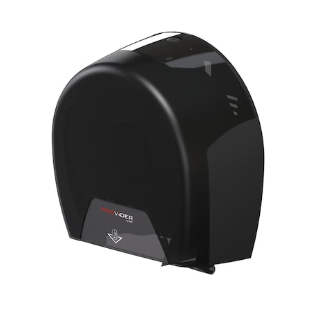 Provider Jumbo 9" Roll Tissue Dispenser, Single, Solid Black/Black PRO-JS1030